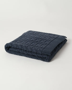 BABU Merino Wool Cable Blanket - Denim